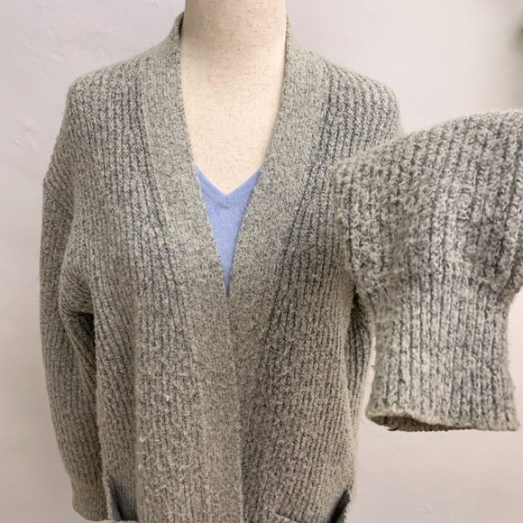 Calvin Klein Jeans Chunky Knit Wool Gray Sweater Cardigan Size M - Picture 4 of 10